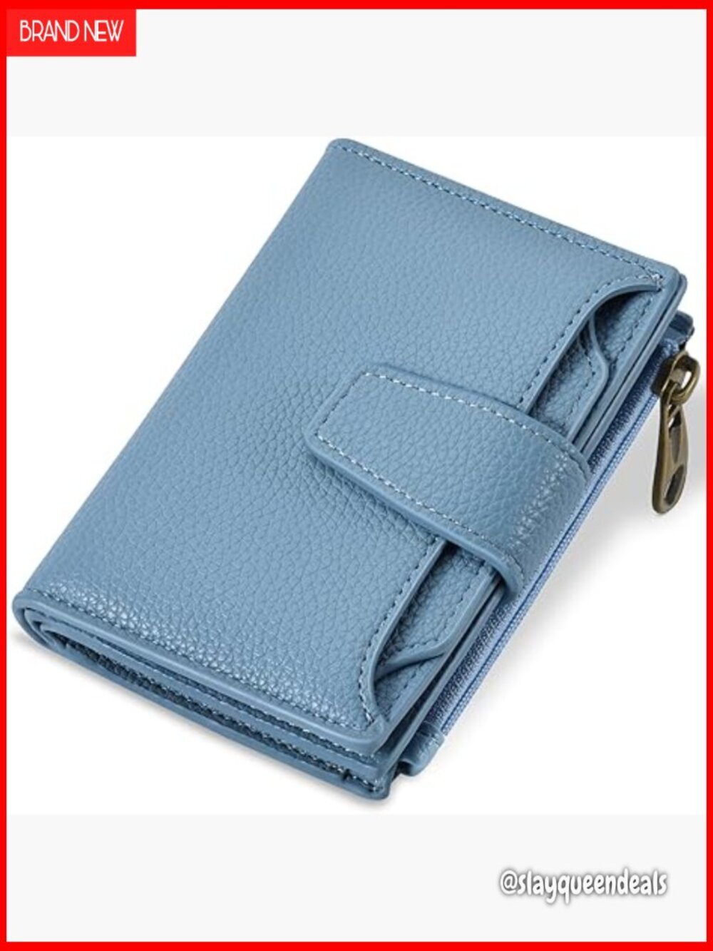 Small RFID Blocking Leather Bifold Wallet with Zipper Coin Pocket